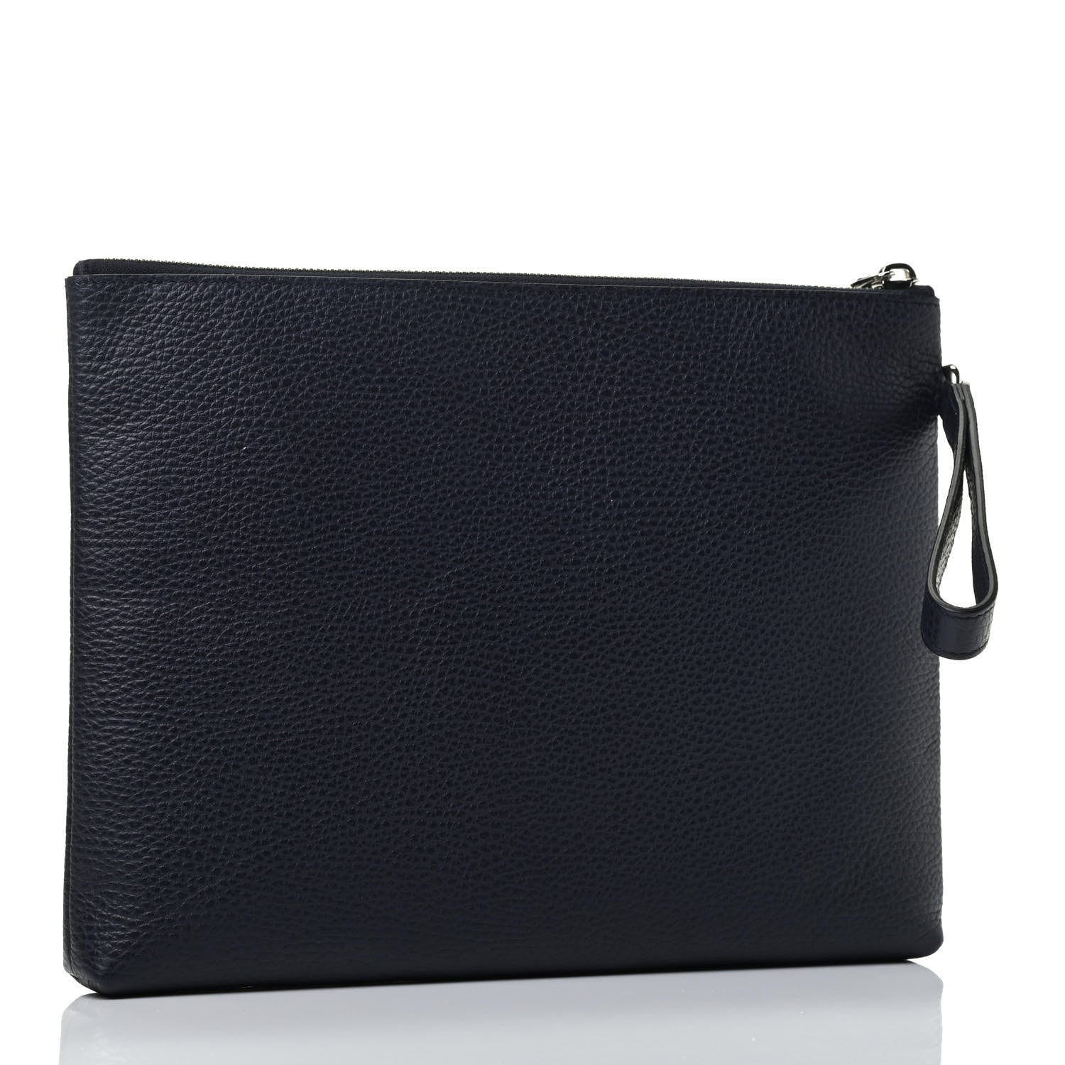 Gucci Grained Calfskin Zip Wristlet Pouch Navy 3 of 7