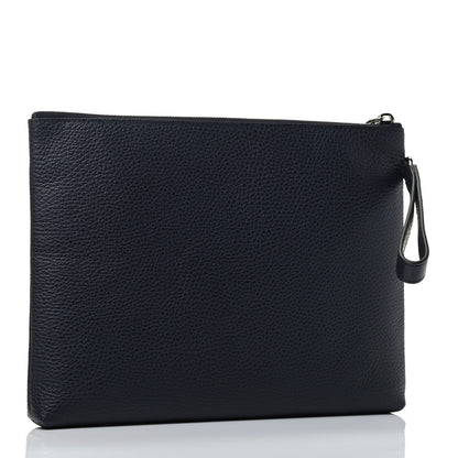 Gucci Grained Calfskin Zip Wristlet Pouch Navy 3 of 7