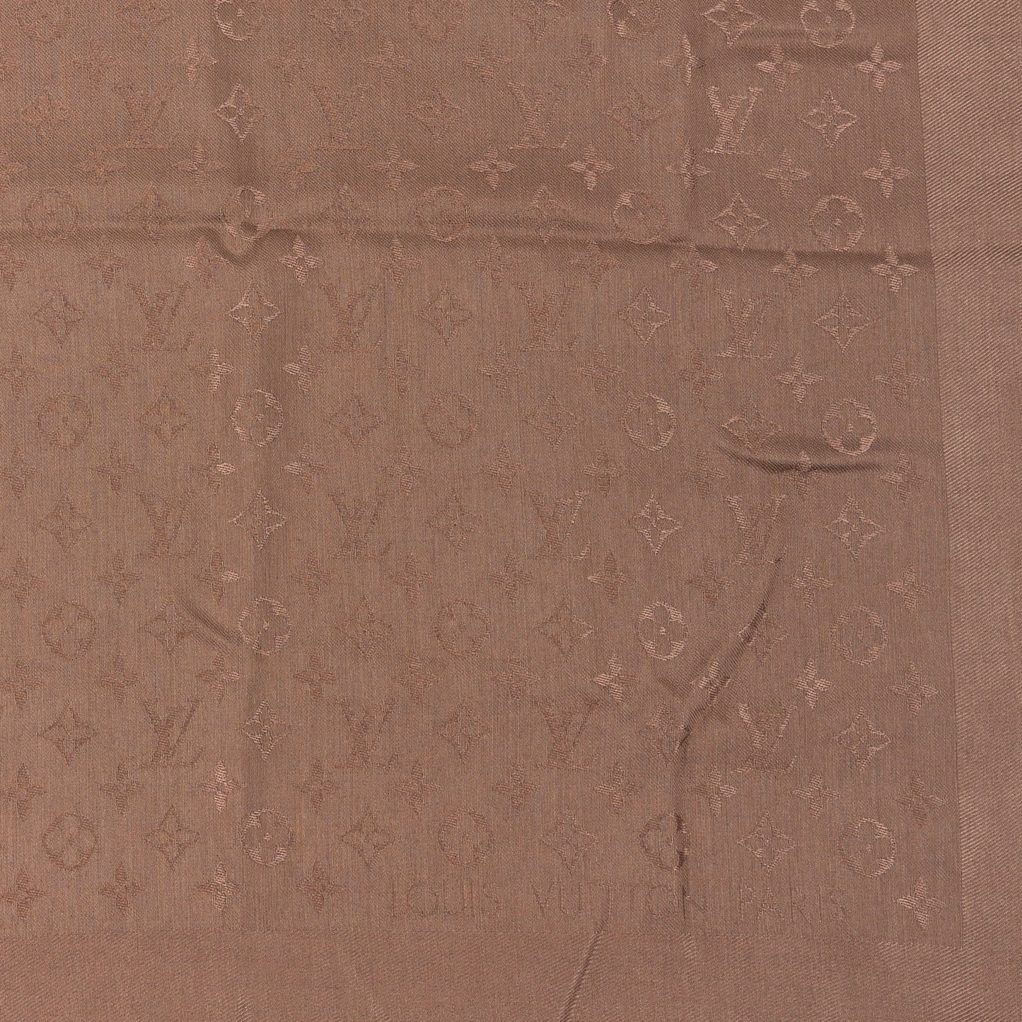 Silk Wool Monogram Shawl Cappuccino
