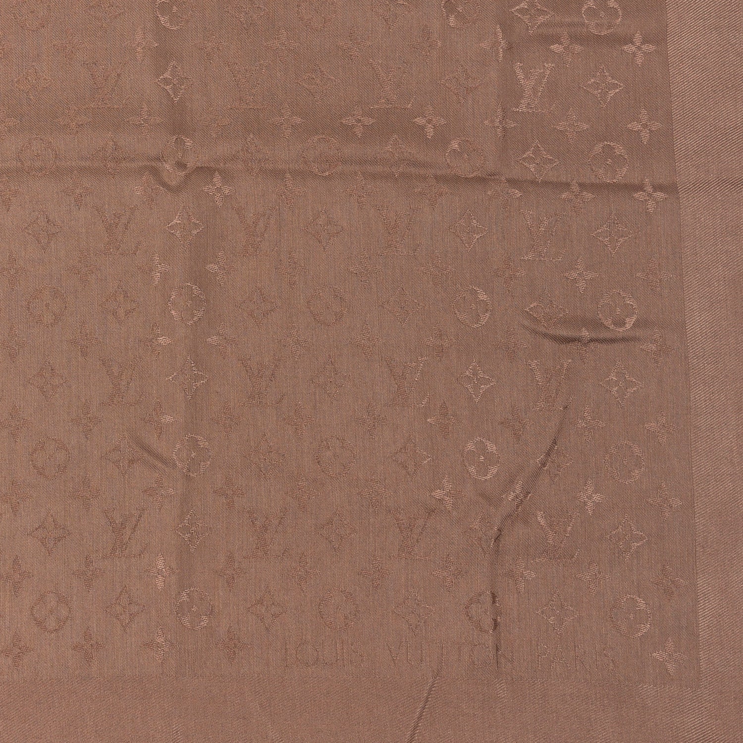 Louis Vuitton Silk Wool Monogram Shawl Cappuccino 3 of 4