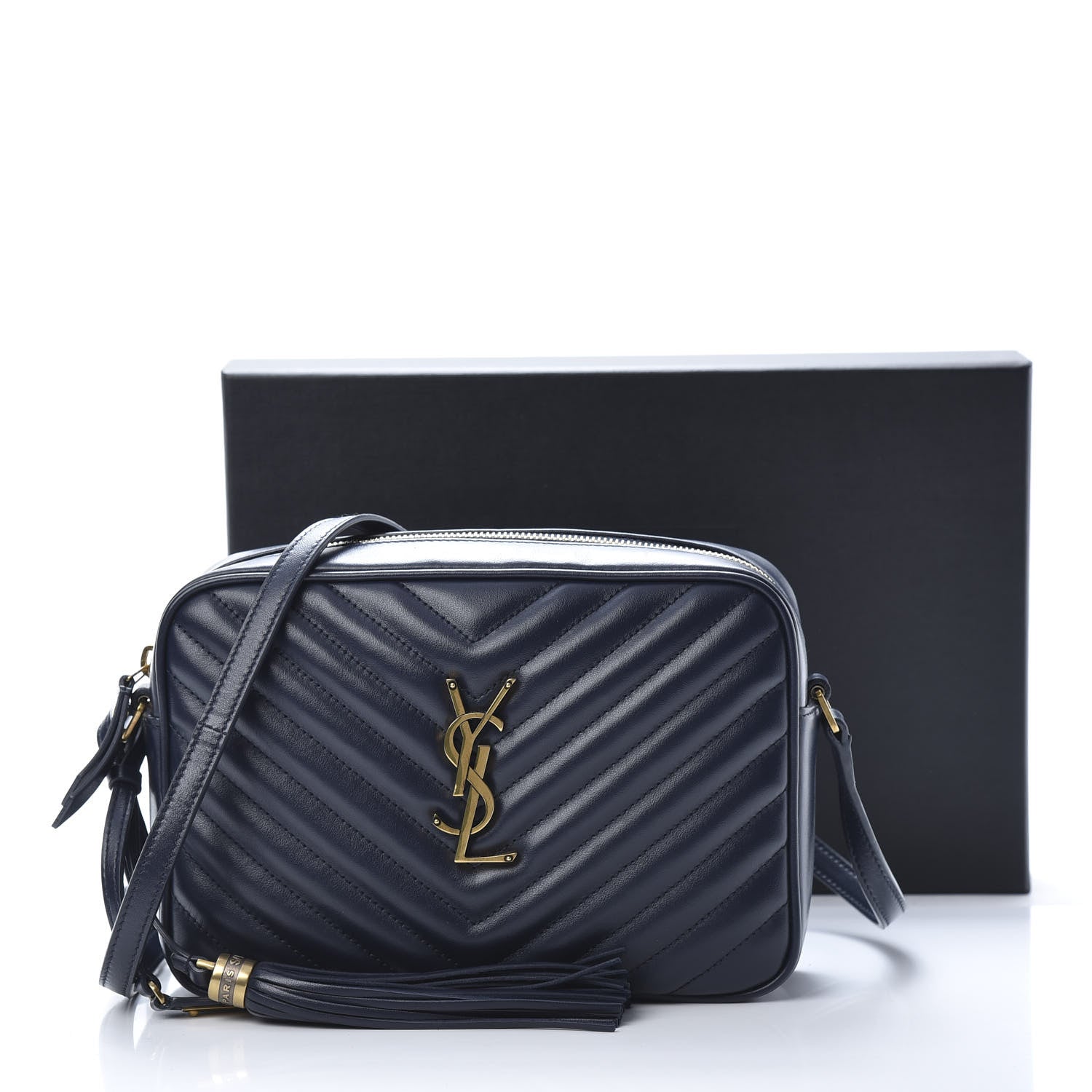 Saint Laurent Calfskin Matelasse Monogram Lou Camera Bag Navy 12 of 12