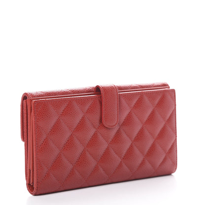 Chanel Caviar Quilted CC Long Double Wallet Red 2 of 11