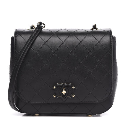 Chanel Calfskin Stitched Small Covered CC Flap Bag Black 1 of 11