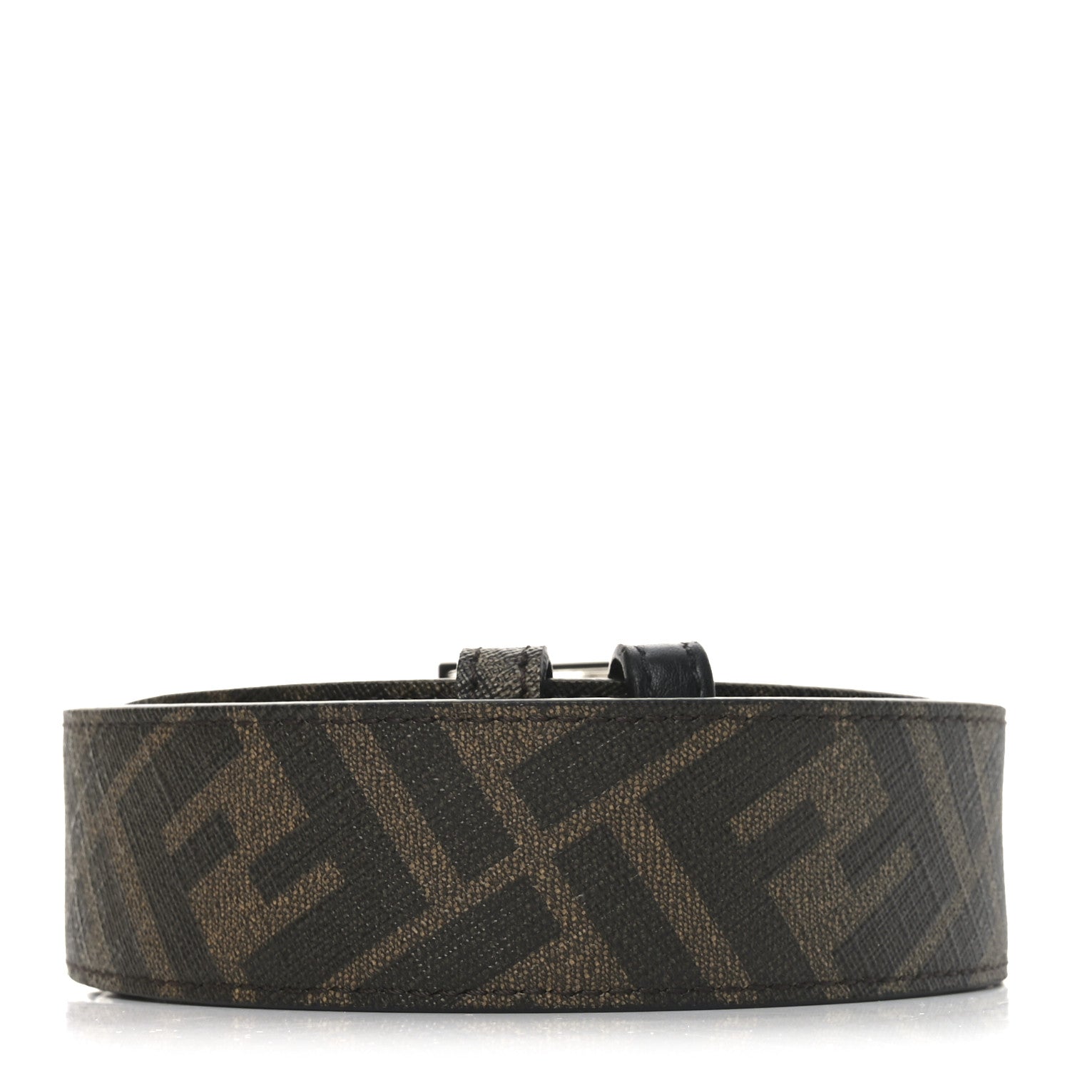 Fendi Cuoio Romano Glazed Fabric Enamel FF 1974 Reversible Belt 100 40 Black 2 of 6