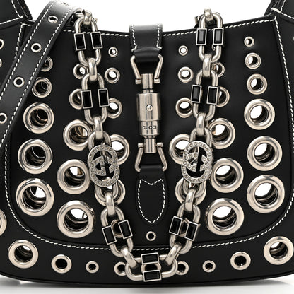 Gucci Calfskin Ha Ha Ha Jackie 1961 Eyelet Hobo Black 7 of 10