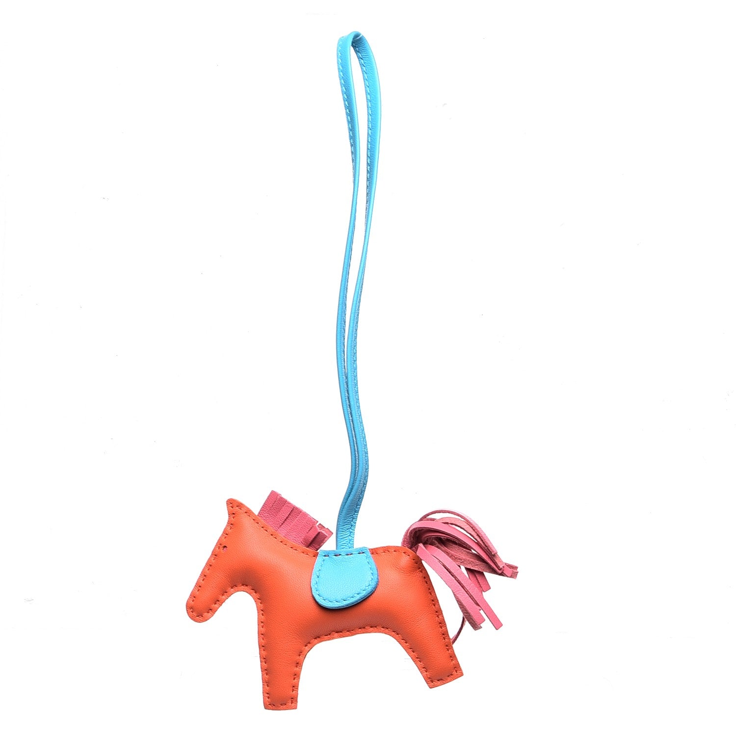 Hermes Milo Lambskin Grigri Rodeo Horse Bag Charm PM Orange Poppy Rose Azalee Bleu Azteque 1 of 4
