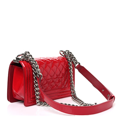 Chanel Patent Calfskin Quilted Small Plexiglass Boy Flap Red 3 of 10