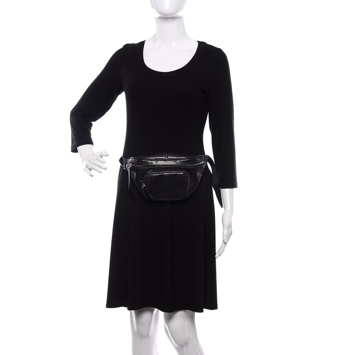 Glazed Fabric Vitello Century FF 1974 Stamp Patch Pocket Belt Bag Black