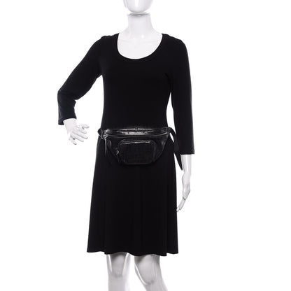 Fendi Glazed Fabric Vitello Century FF 1974 Stamp Patch Pocket Belt Bag Black 2 of 10