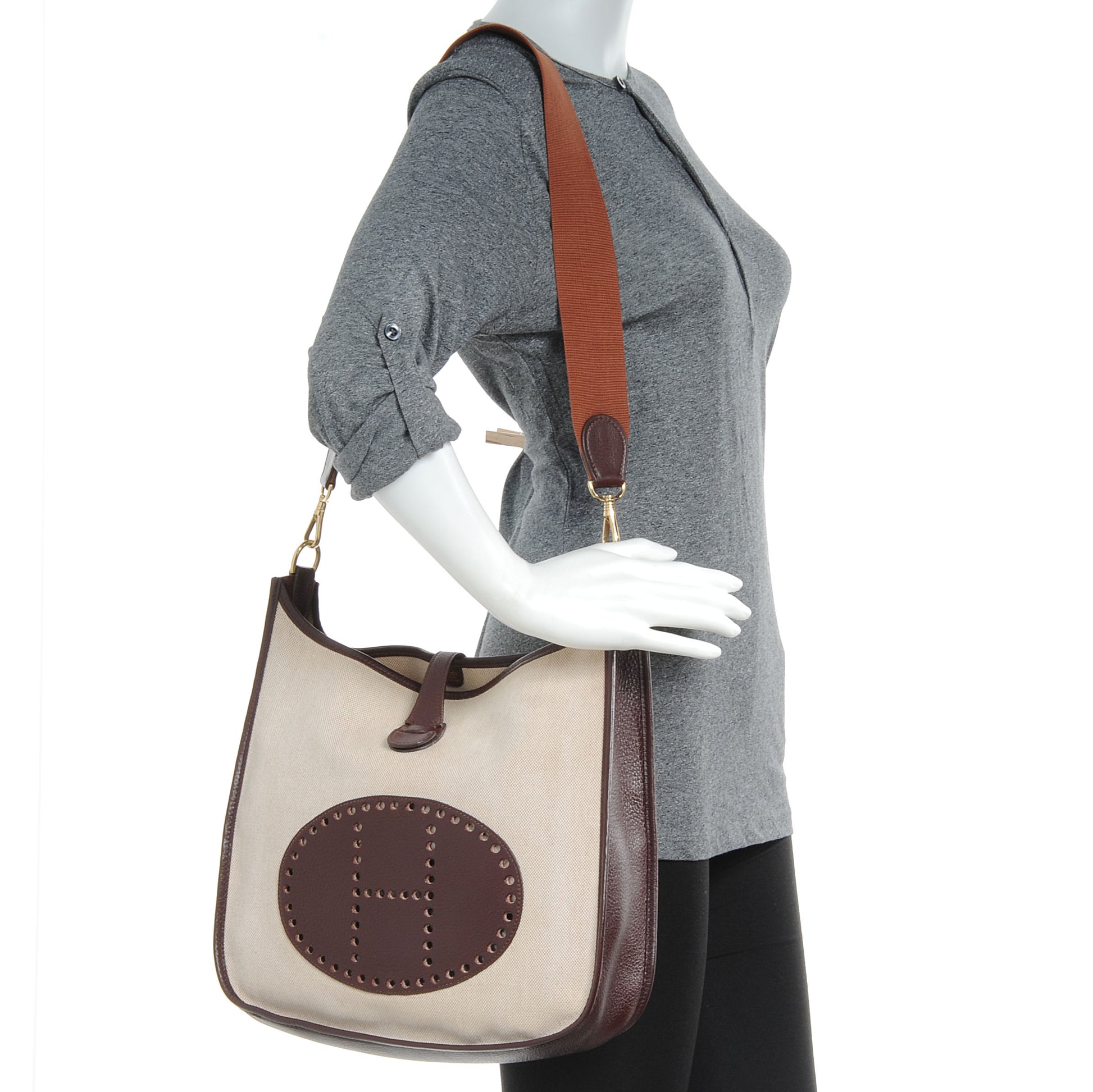 Hermes Toile Ardennes Evelyne GM Ecru Chocolate 2 of 7