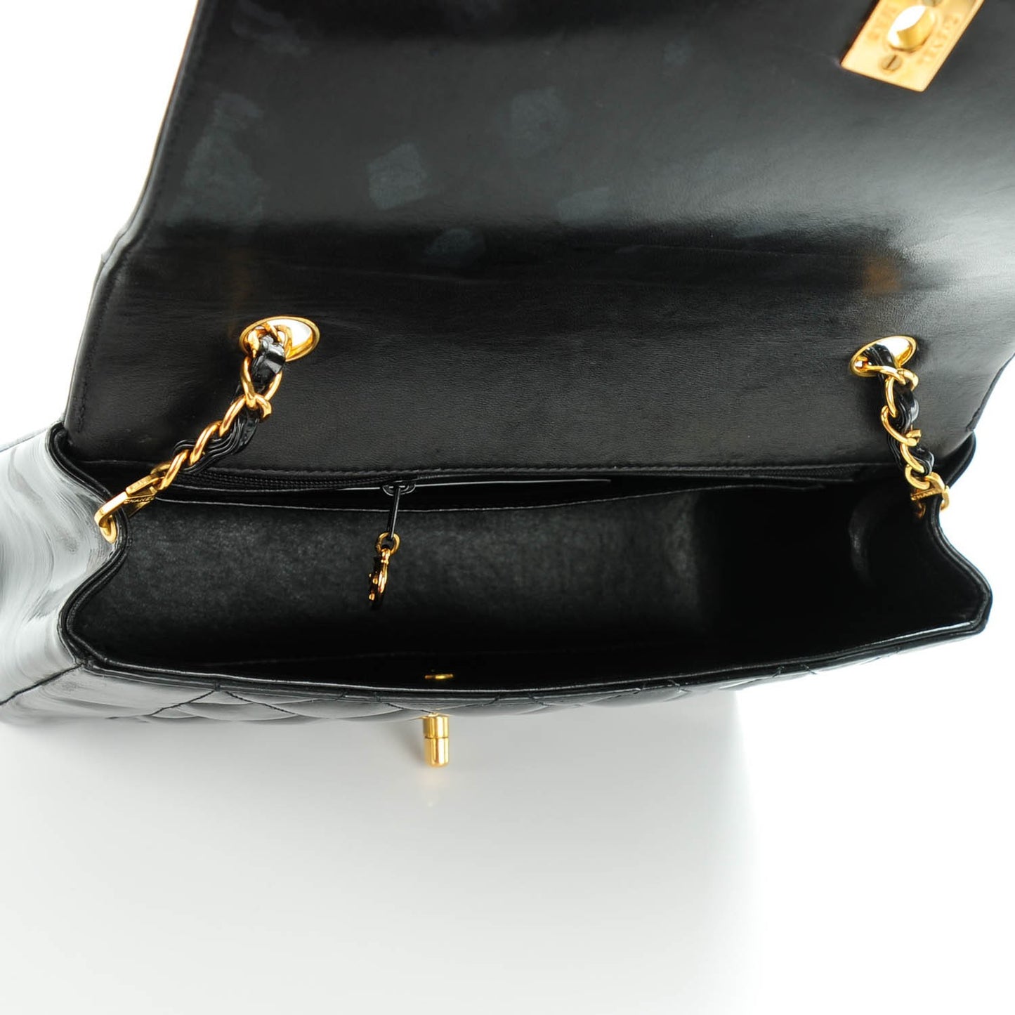 Patent Medium Single Flap Black