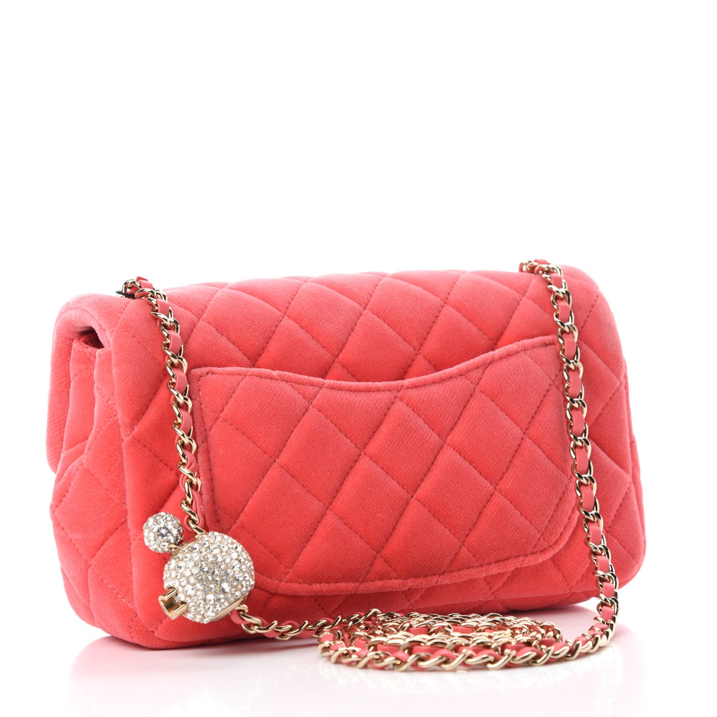 Velvet Quilted Mini Rectangular Pearl Crush Flap Coral