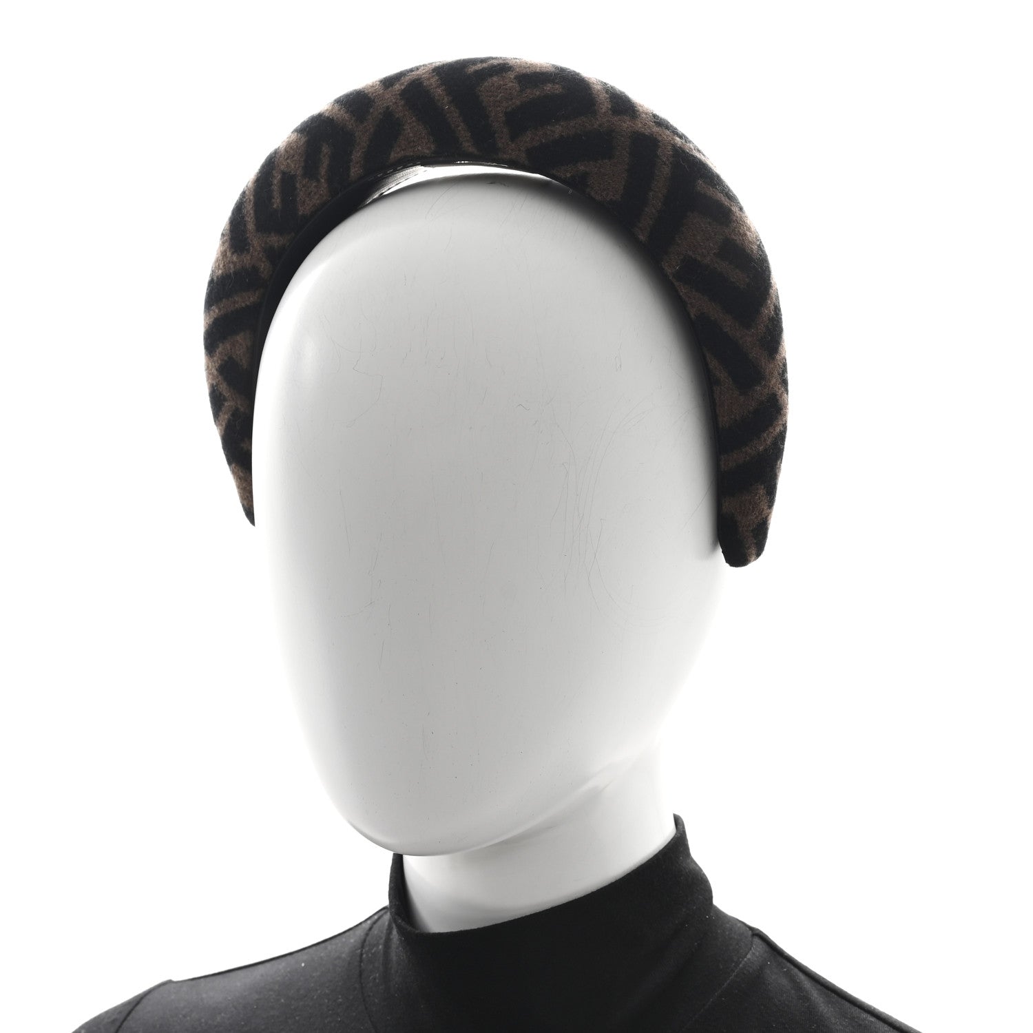 Fendi Wool Cashmere FF Logo Headband Tobacco 2 of 5