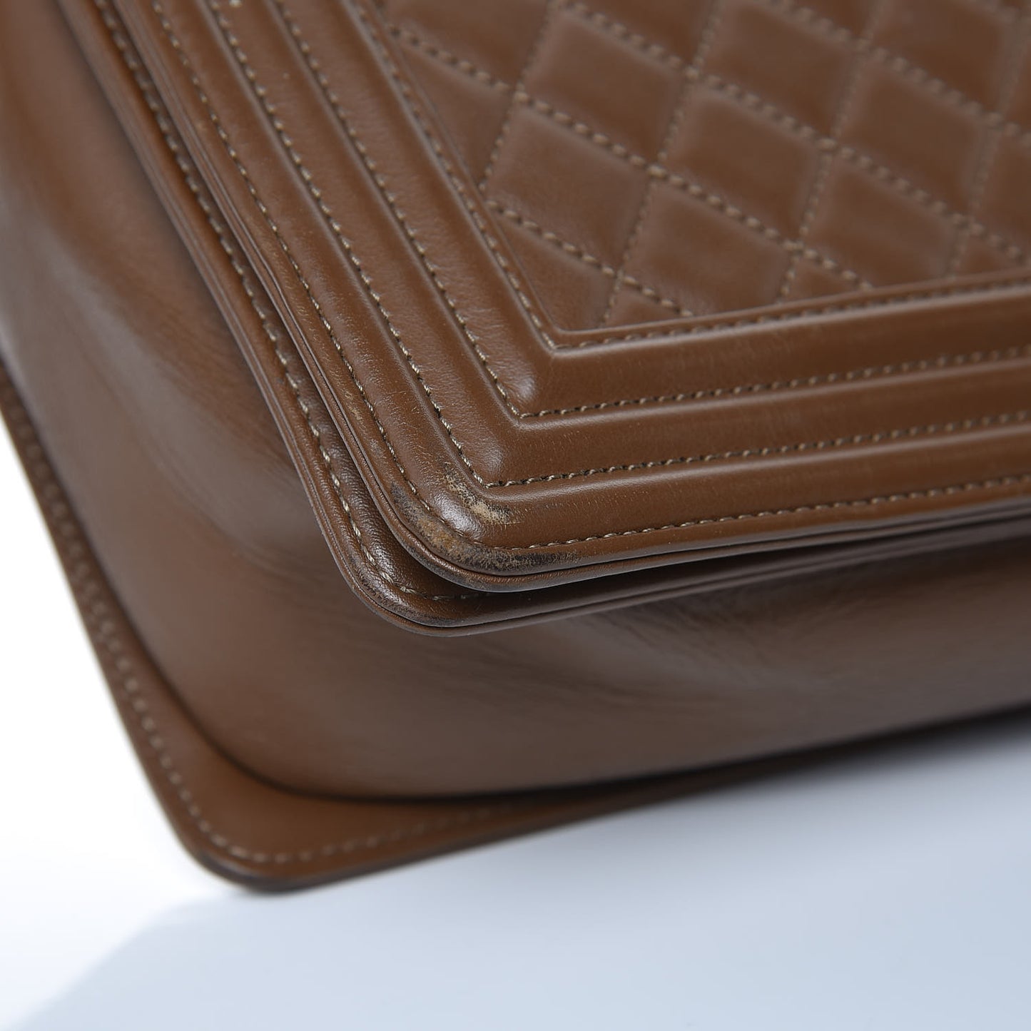 Calfskin Quilted Large Boy Flap Brown