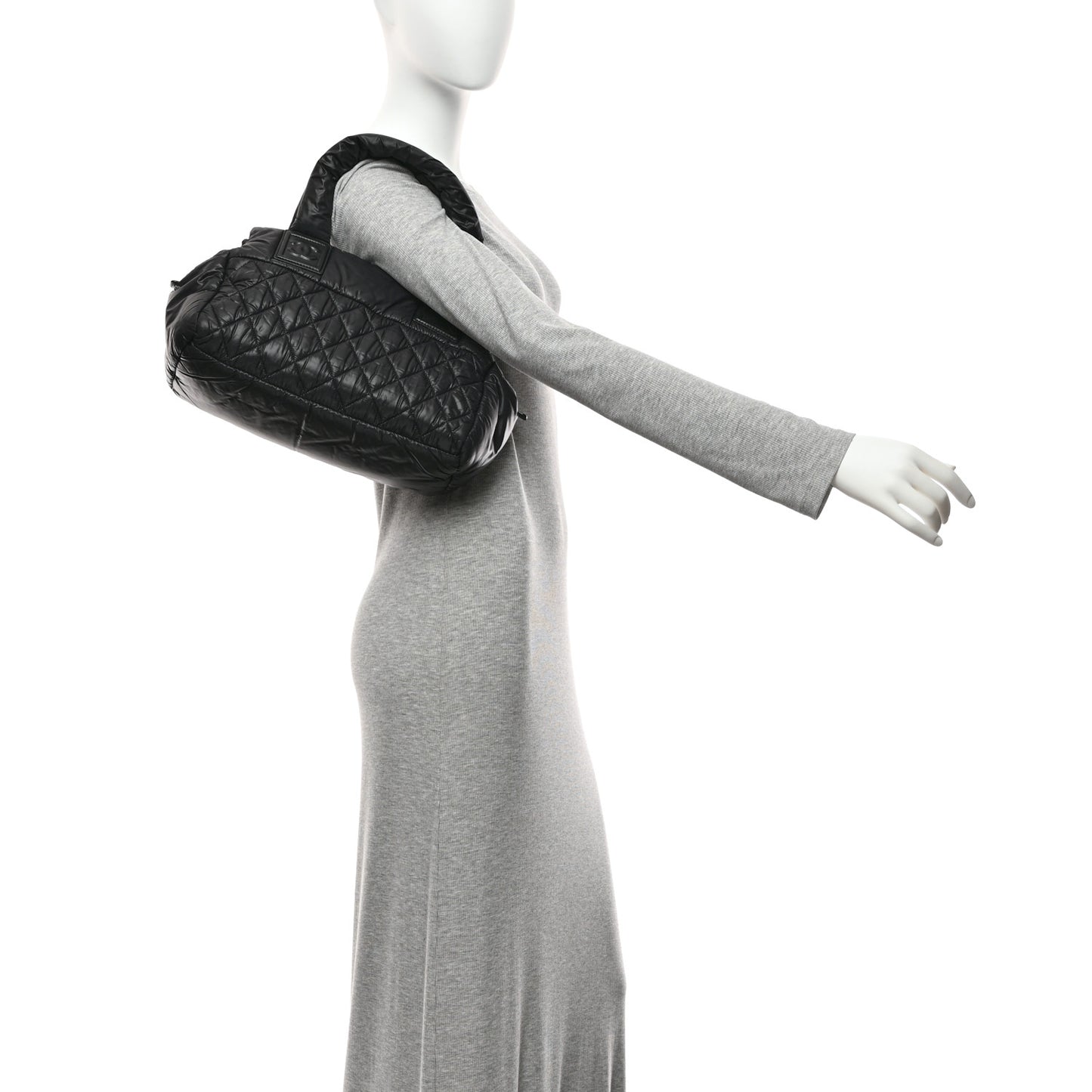 Nylon Coco Cocoon Zipped Tote Black