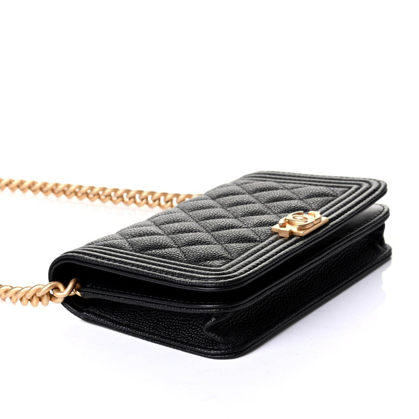 Caviar Quilted Boy Wallet On Chain WOC Black