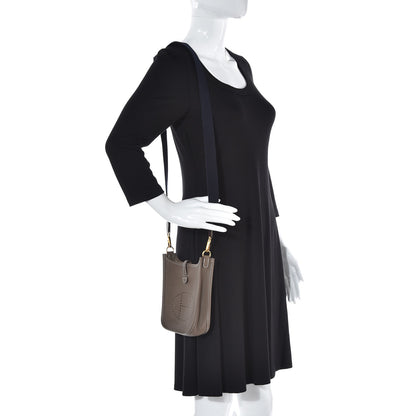 Hermes Taurillon Clemence Amazone Evelyne TPM Etoupe Bleu Indigo 2 of 8