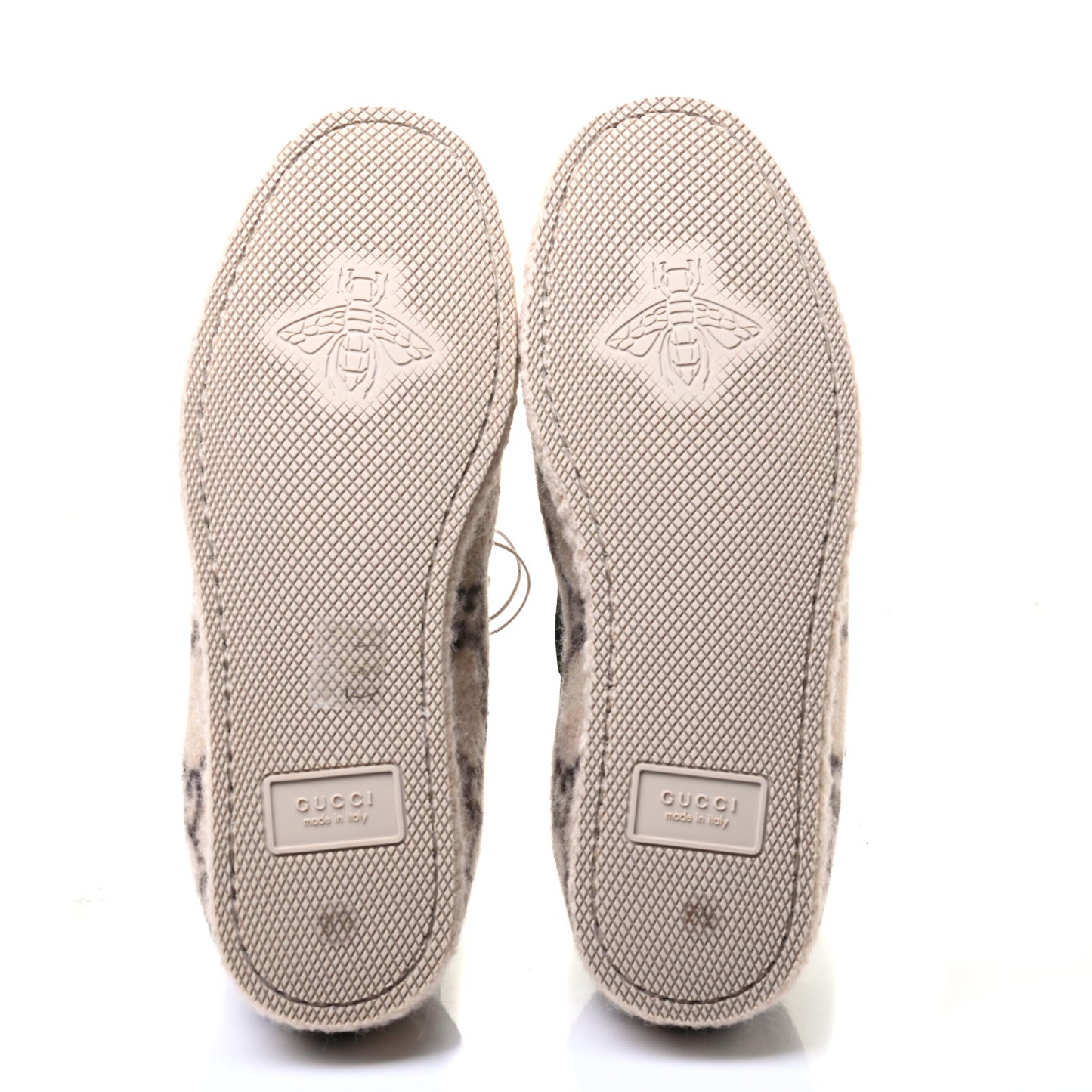 Covered Wool GG Monogram Womens Fria Horsebit Loafers 37.5 Beige Ebony Black Butterscotch