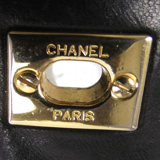 Lambskin Chevron Double Flap Black