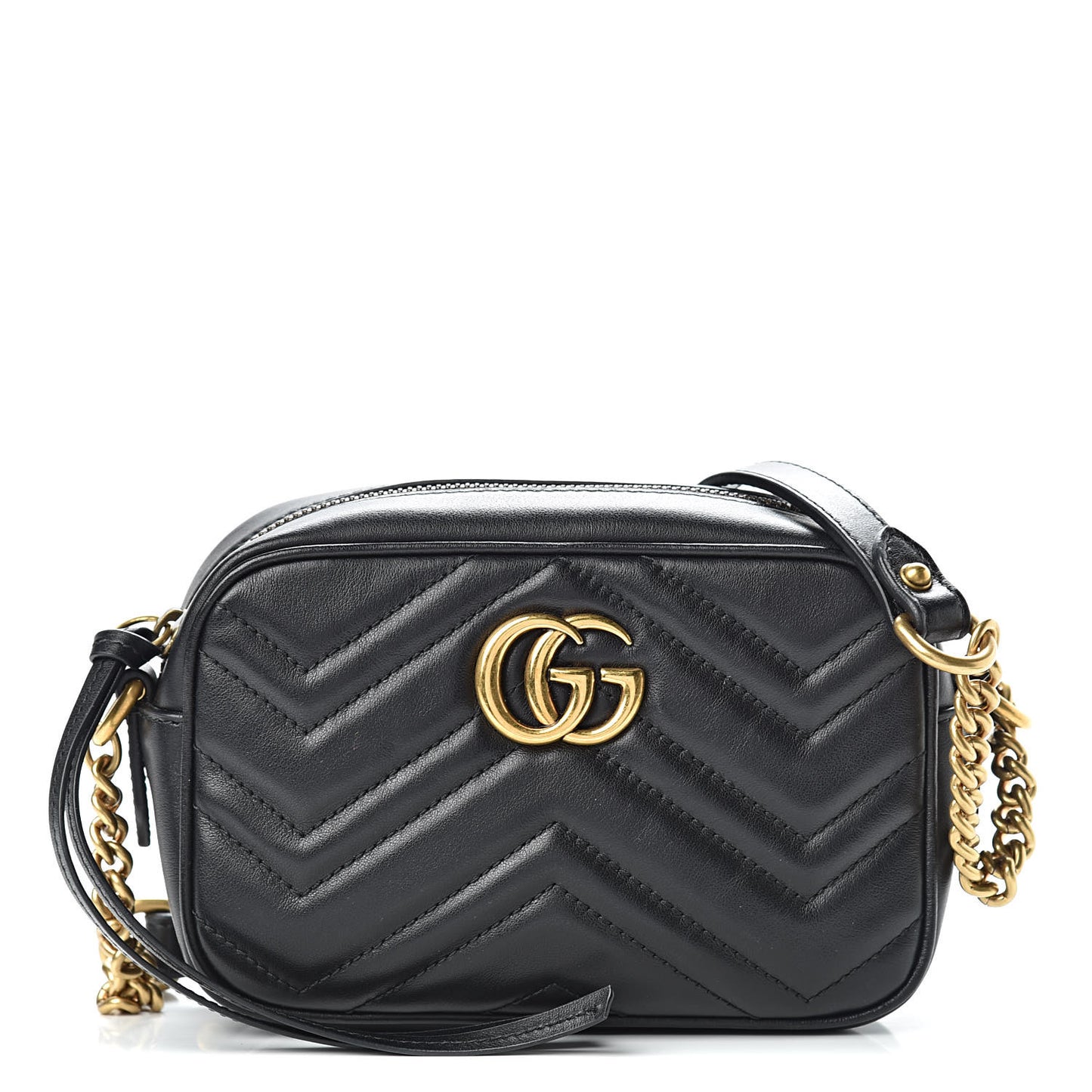 Calfskin Matelasse Mini GG Marmont Chain Shoulder Bag Black