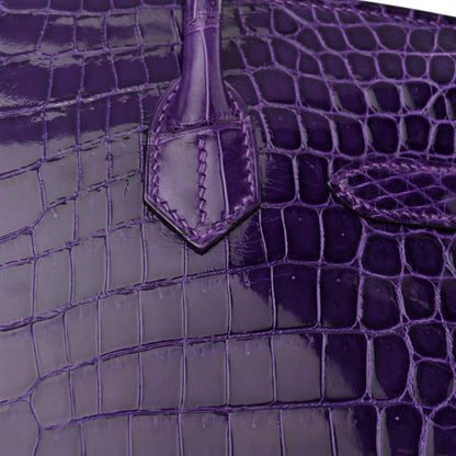 Hermes Shiny Niloticus Crocodile Birkin 30 Ultraviolet 12 of 13