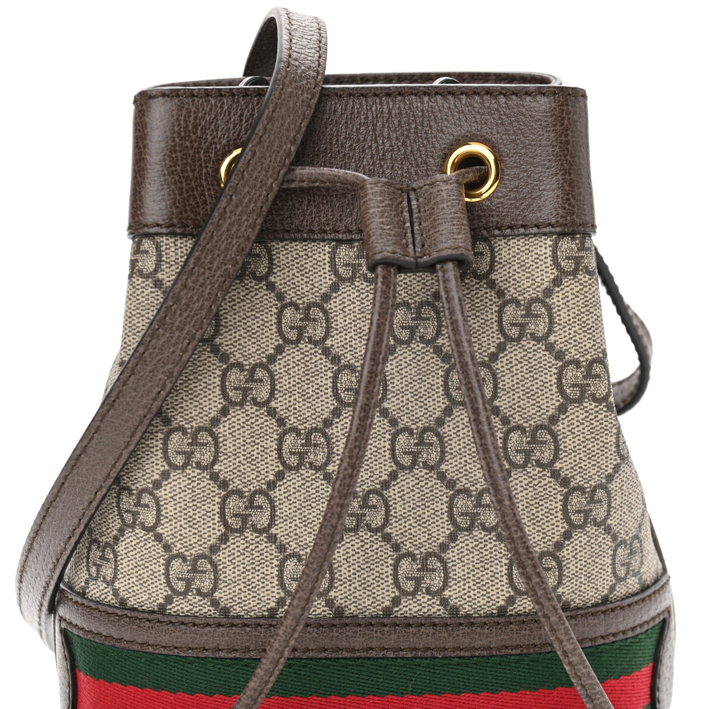 GG Supreme Monogram Web Mini Ophidia Bucket Bag Brown