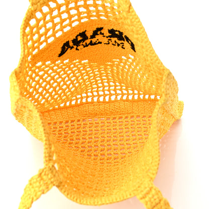 Prada Yarn Raffia Effect Crochet Logo Embroidered Tote Bag Giallo 5 of 8