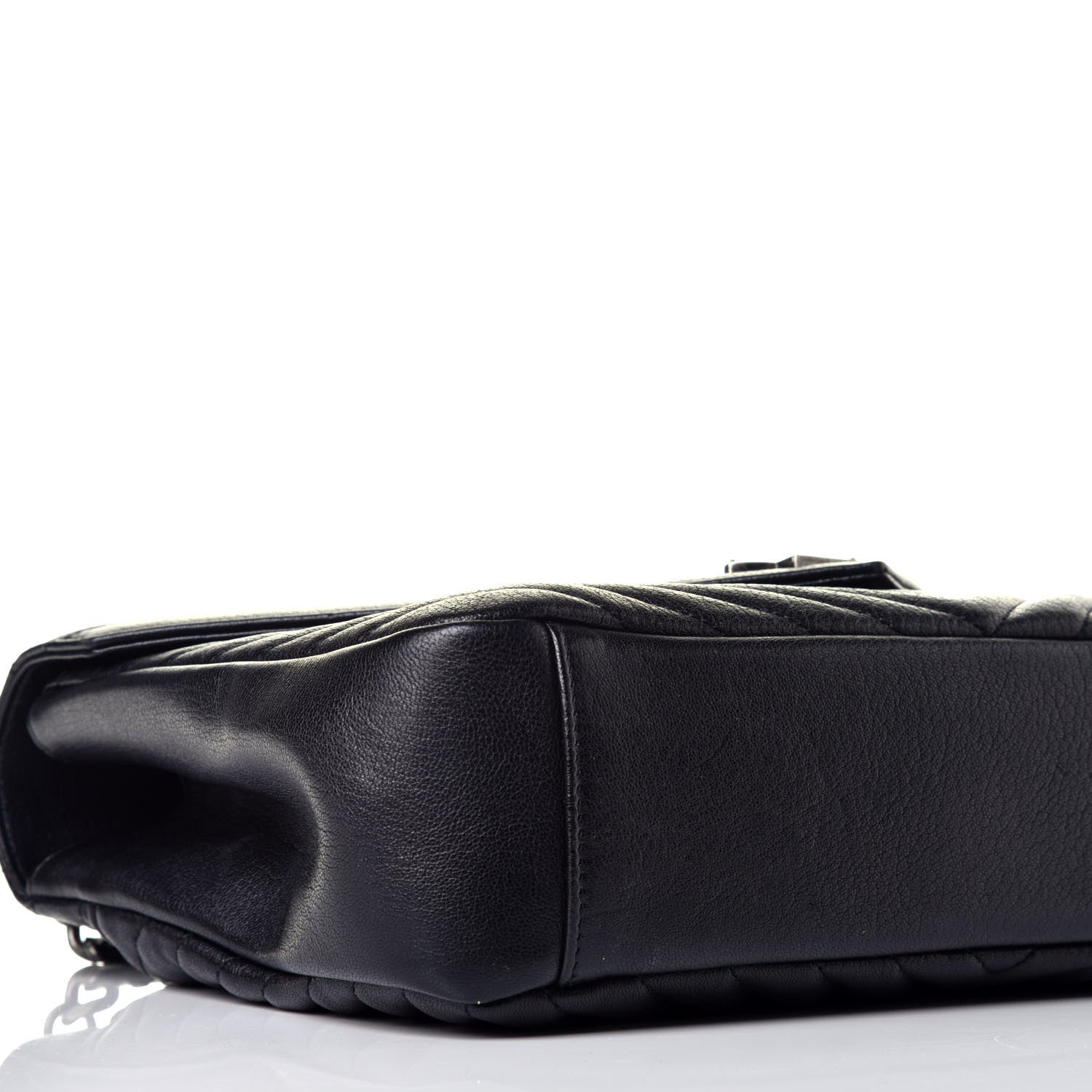 Saint Laurent Sheepskin Matelasse Chevron Monogram Large College Satchel Black 7 of 8