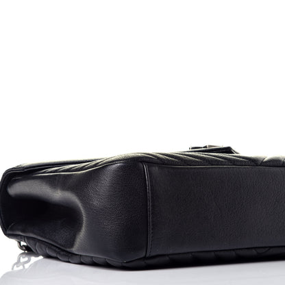 Saint Laurent Sheepskin Matelasse Chevron Monogram Large College Satchel Black 7 of 8