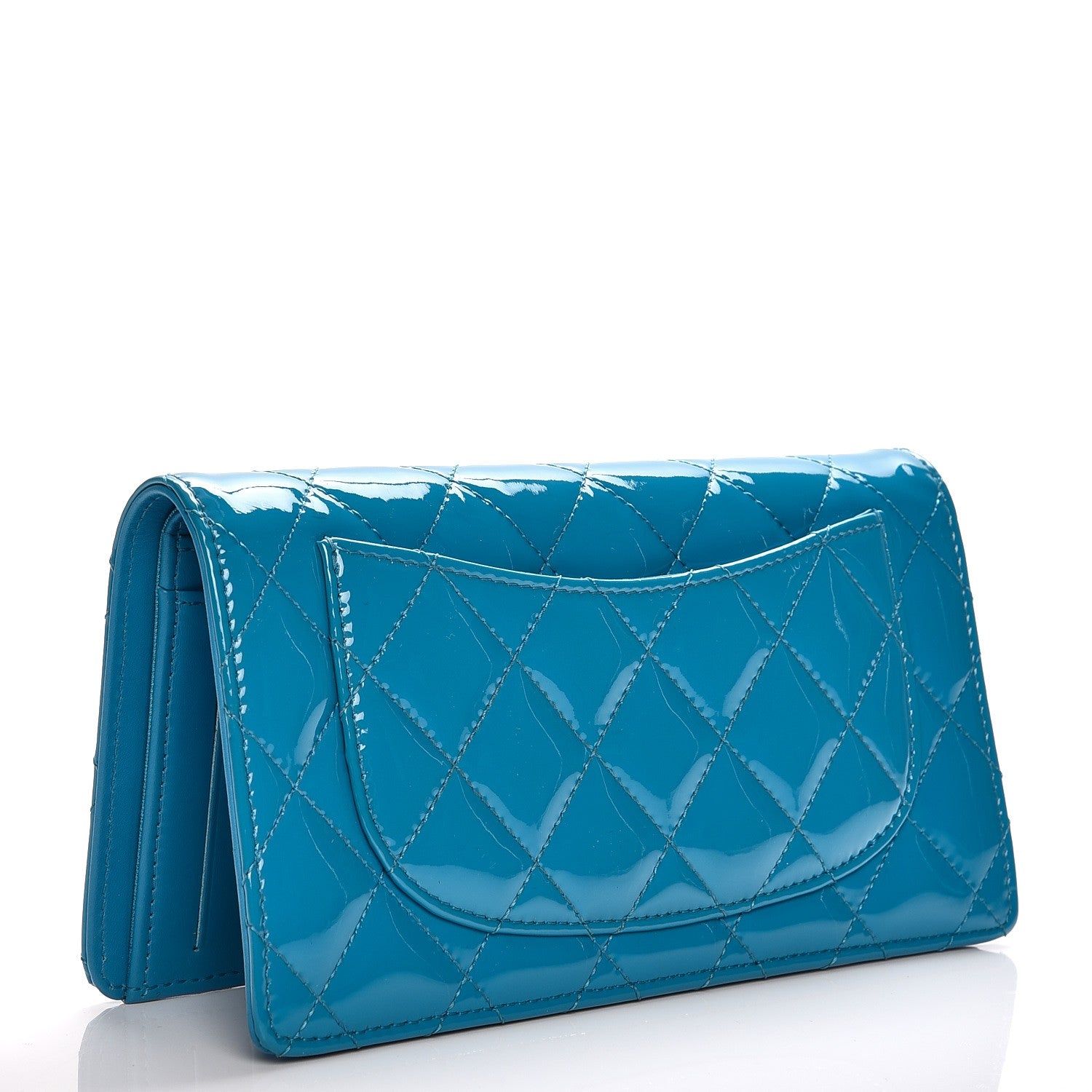 Chanel Patent Quilted Yen Wallet Blue 3 of 14