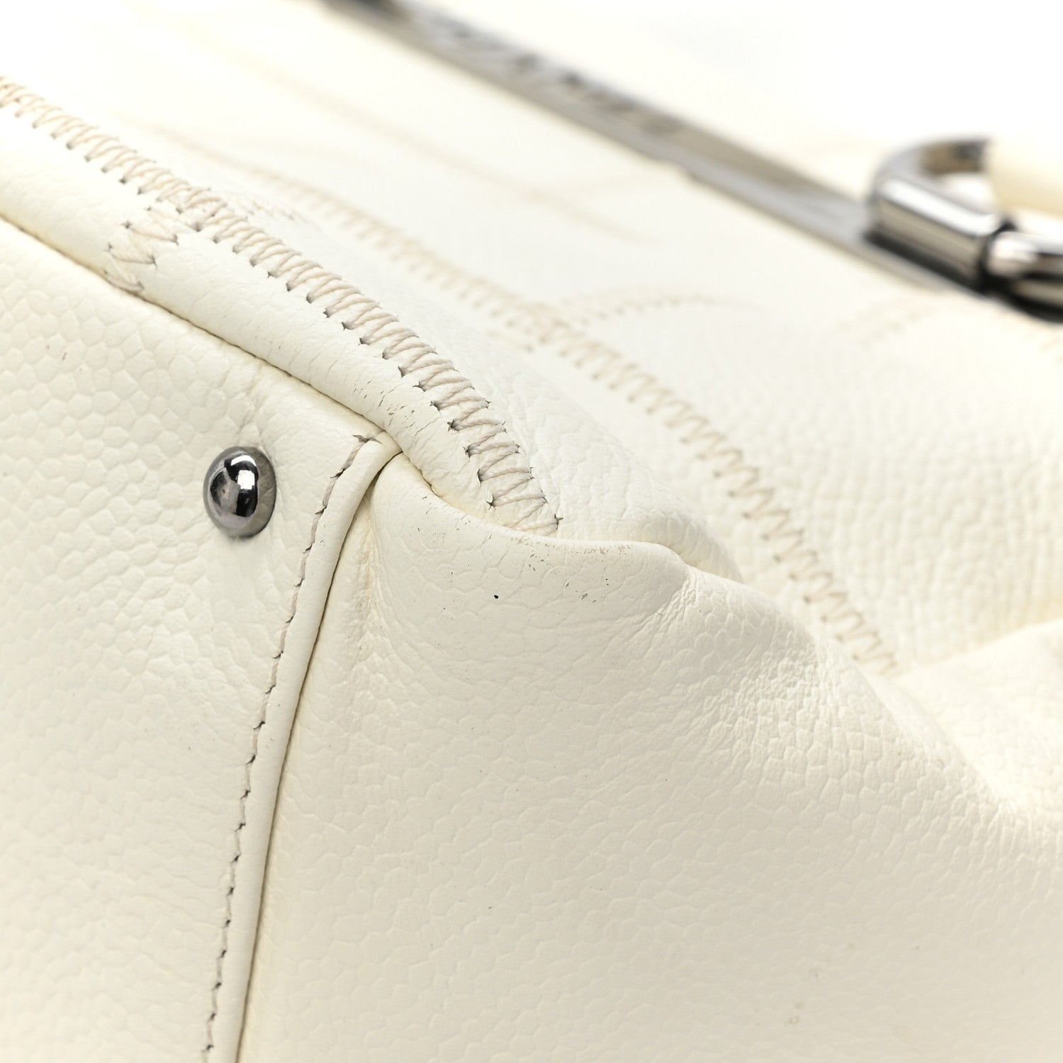Chanel Caviar Square Stitched Bowler White 17 of 19