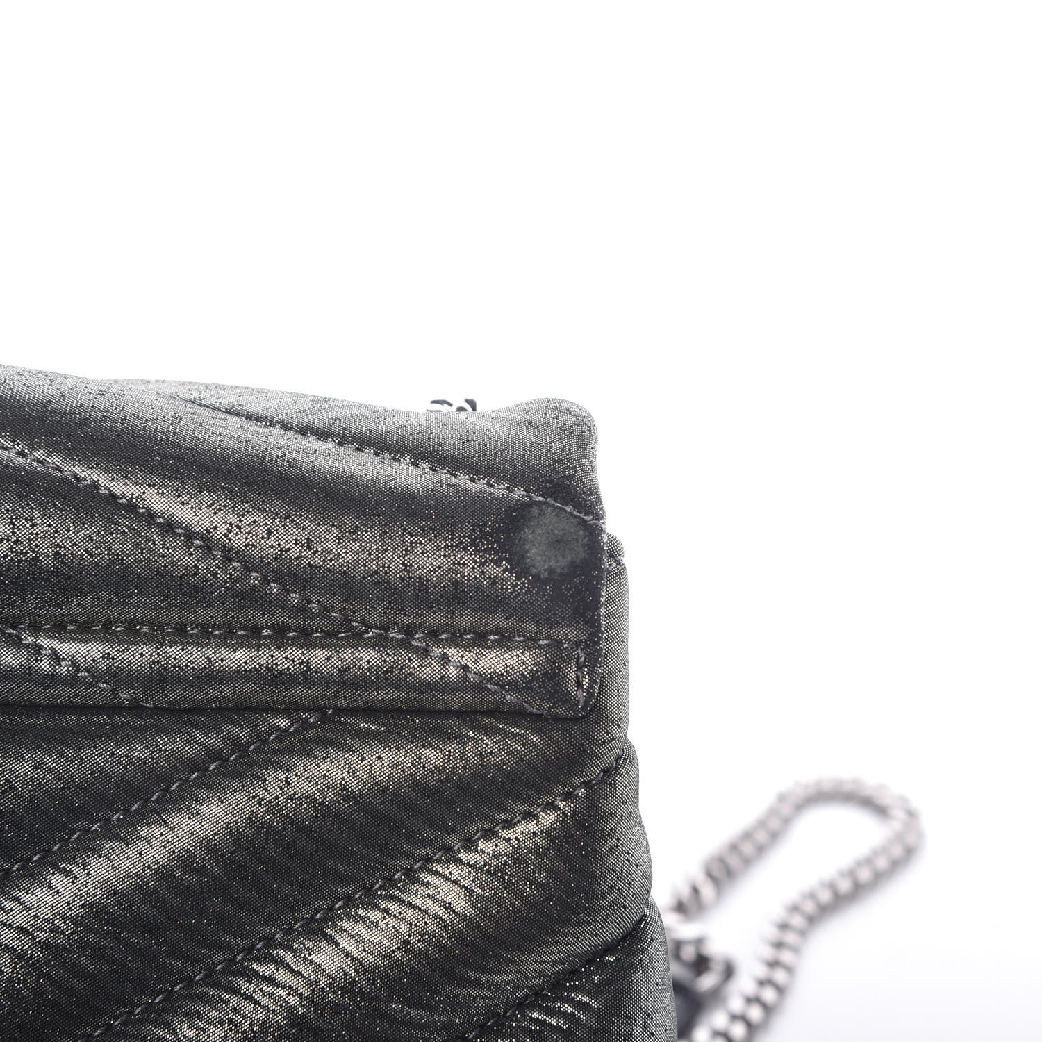 Saint Laurent Metallic Calfskin Y Calfskin Monogram Small Loulou Chain Satchel Dark Grey 9 of 19