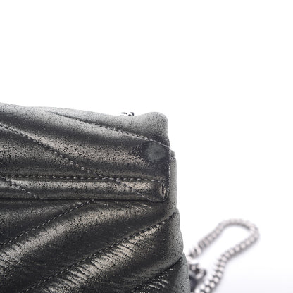 Saint Laurent Metallic Calfskin Y Calfskin Monogram Small Loulou Chain Satchel Dark Grey 9 of 19