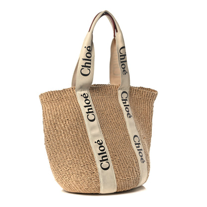 Chloe Raffia Woody Tote White 3 of 14