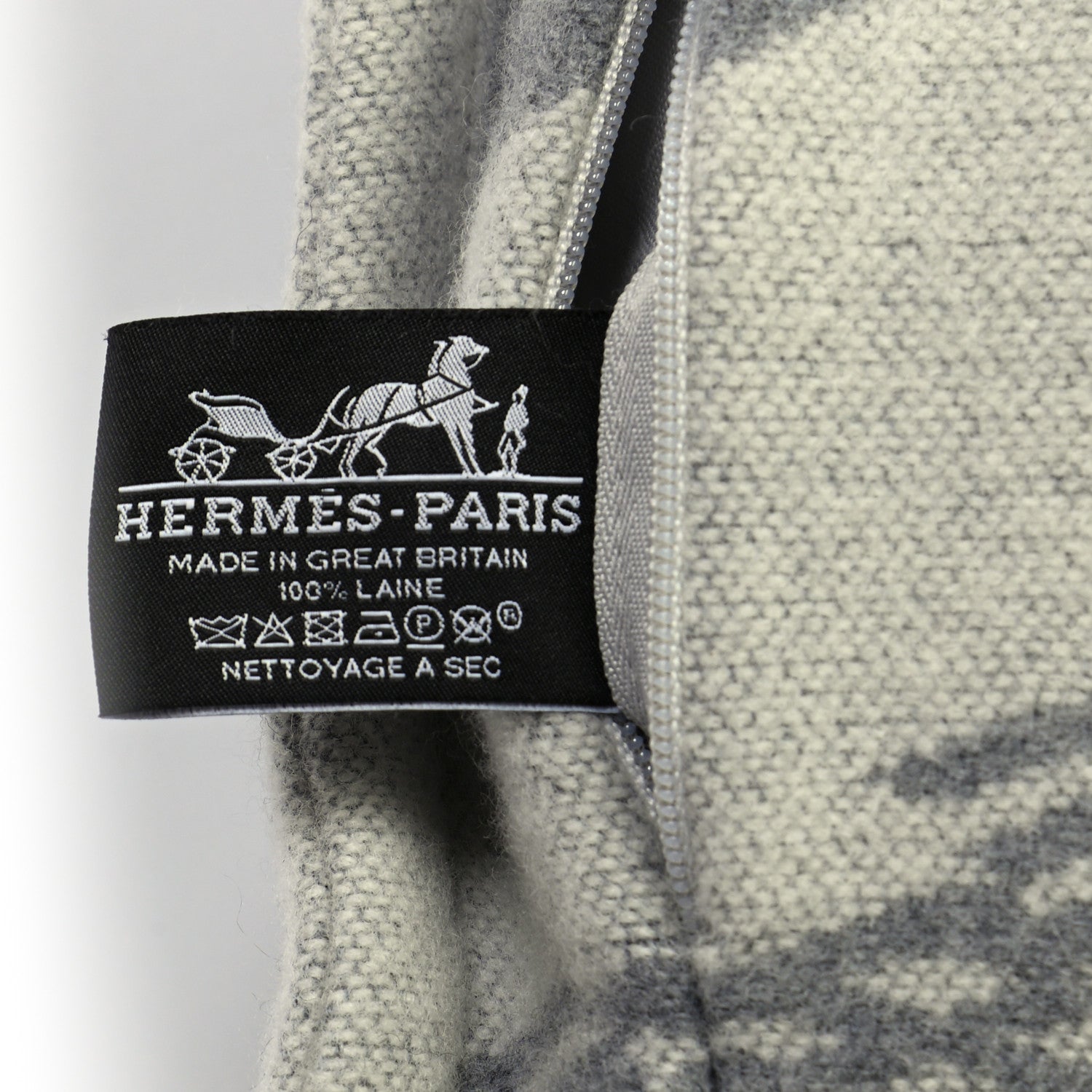 Hermes Merino Wool Les Sangles Pillow Gris 6 of 6