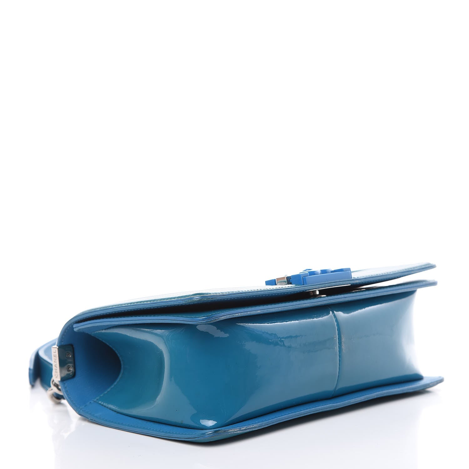 Chanel Patent Calfskin Medium Plexiglass Boy Flap Blue 4 of 20
