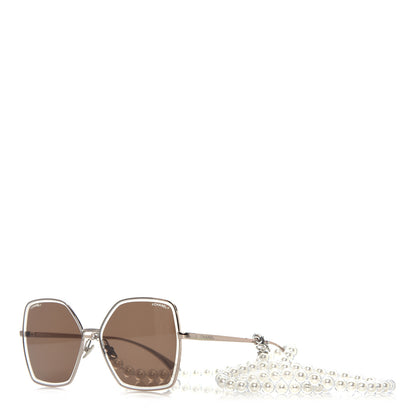 Chanel Butterfly Removable Pearl Chain Sunglasses 4262 Brown 1 of 6