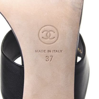 Chanel Lambskin Pearl Sandal Mules 37 Black 11 of 12