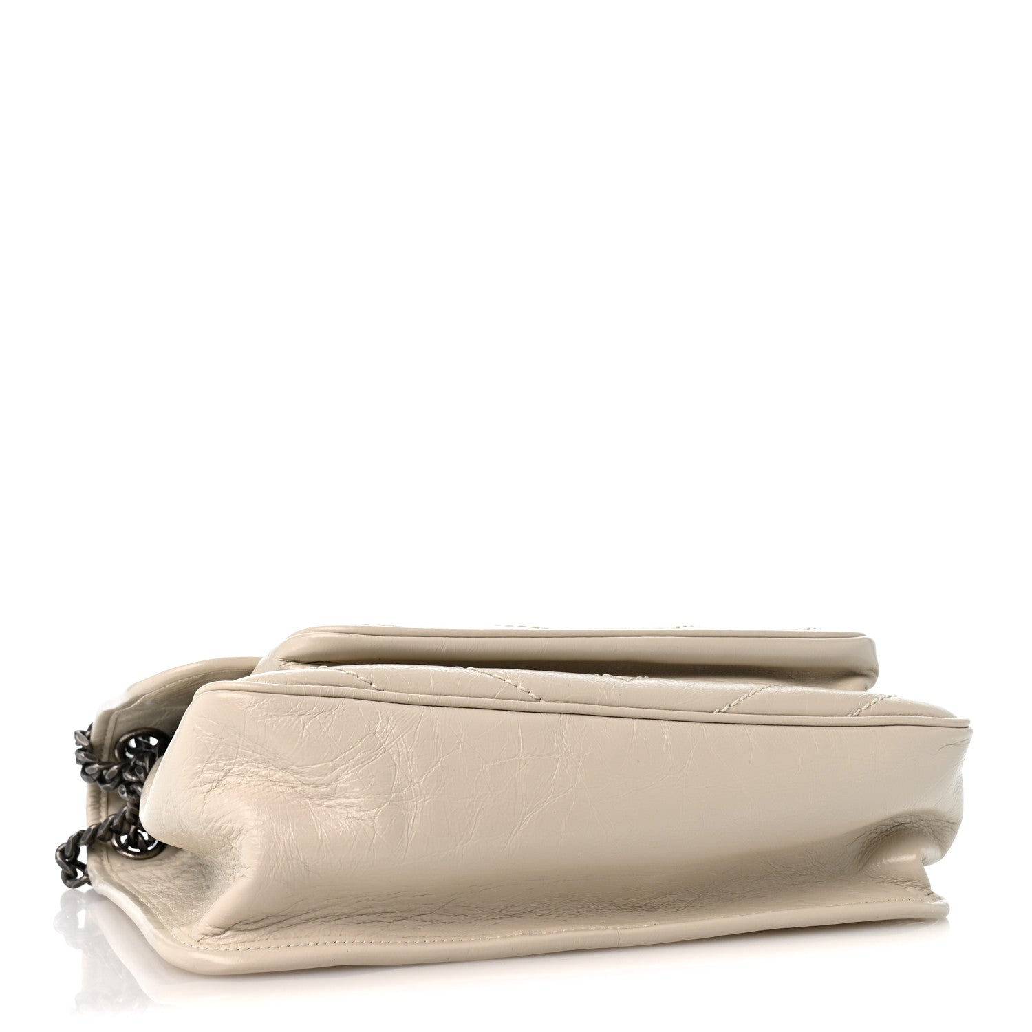 Saint Laurent Crinkled Calfskin Matelasse Monogram Medium Niki Chain Satchel Crema Soft 4 of 12