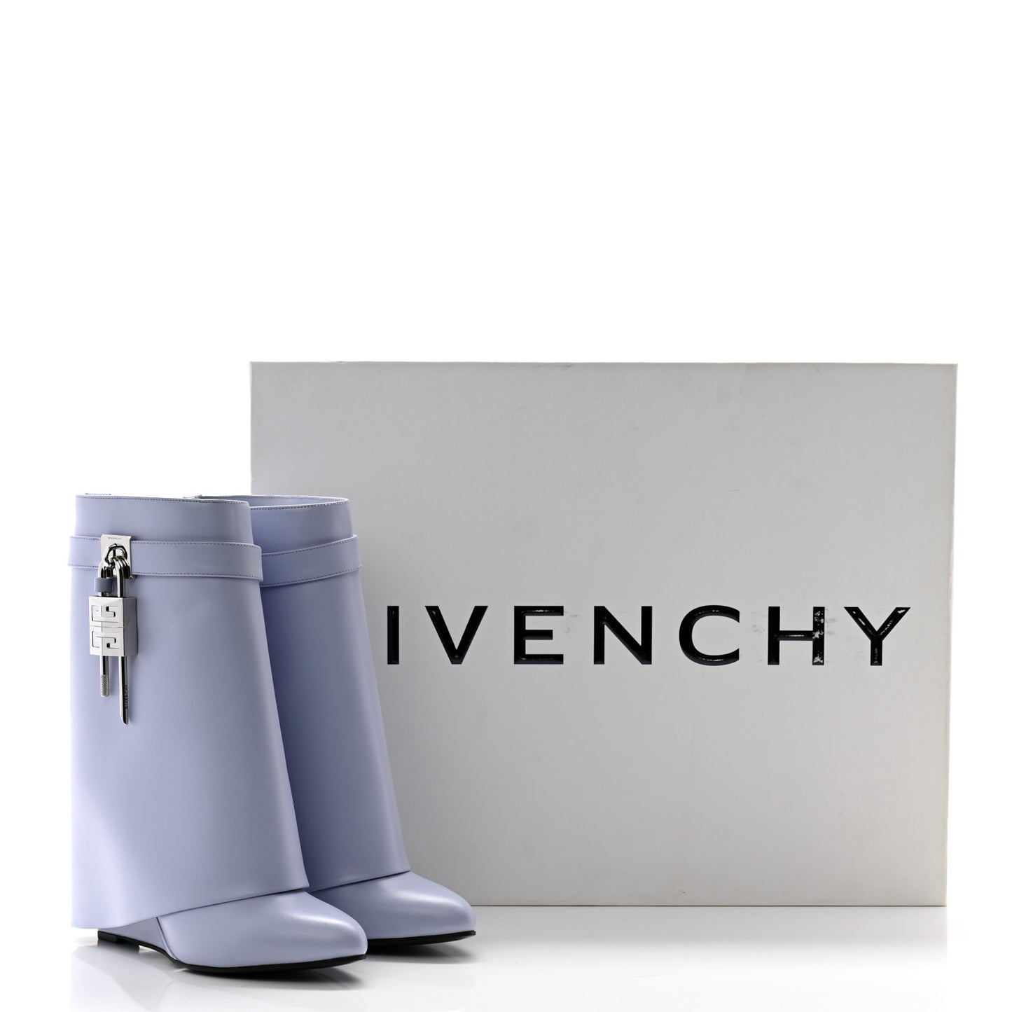 Calfskin Shark Lock Ankle Boots 38.5 Lavender