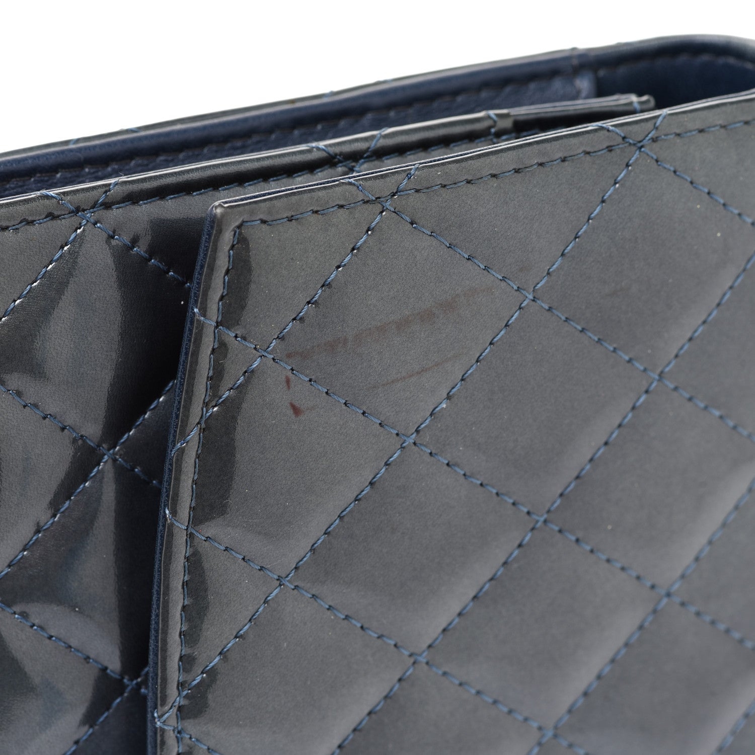 Chanel Patent Quilted Brilliant Wallet On Chain WOC Dark Blue 12 of 14