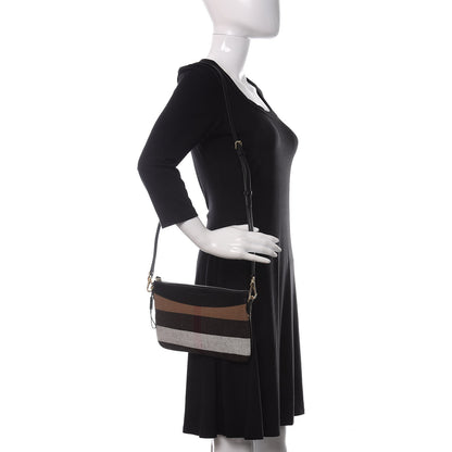 Burberry Mega Check Peyton Crossbody Clutch Bag Black 2 of 12