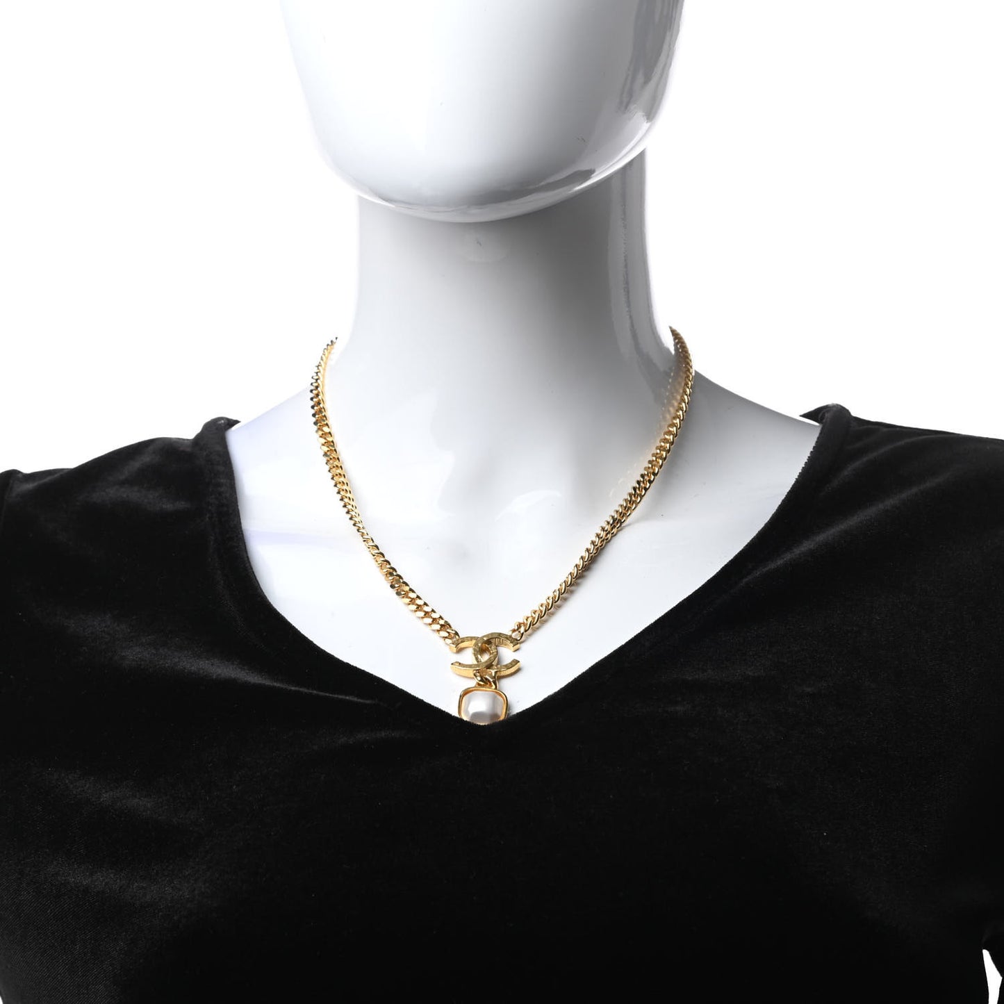 Metal Pearl Natural Stones CC Necklace Gold