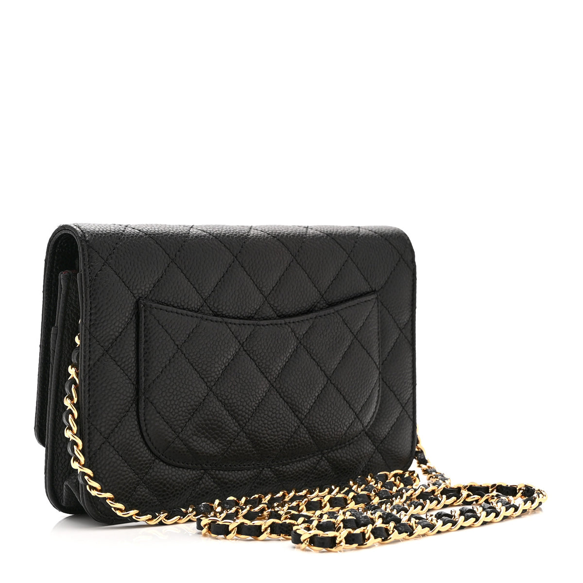 Caviar Quilted Wallet on Chain WOC Black
