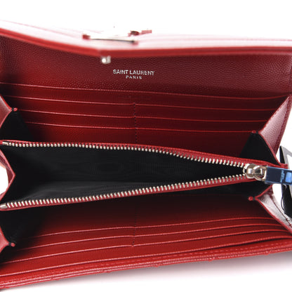 Saint Laurent Grain De Poudre Matelasse Chevron Monogram Flap Wallet Rouge Eros 5 of 6