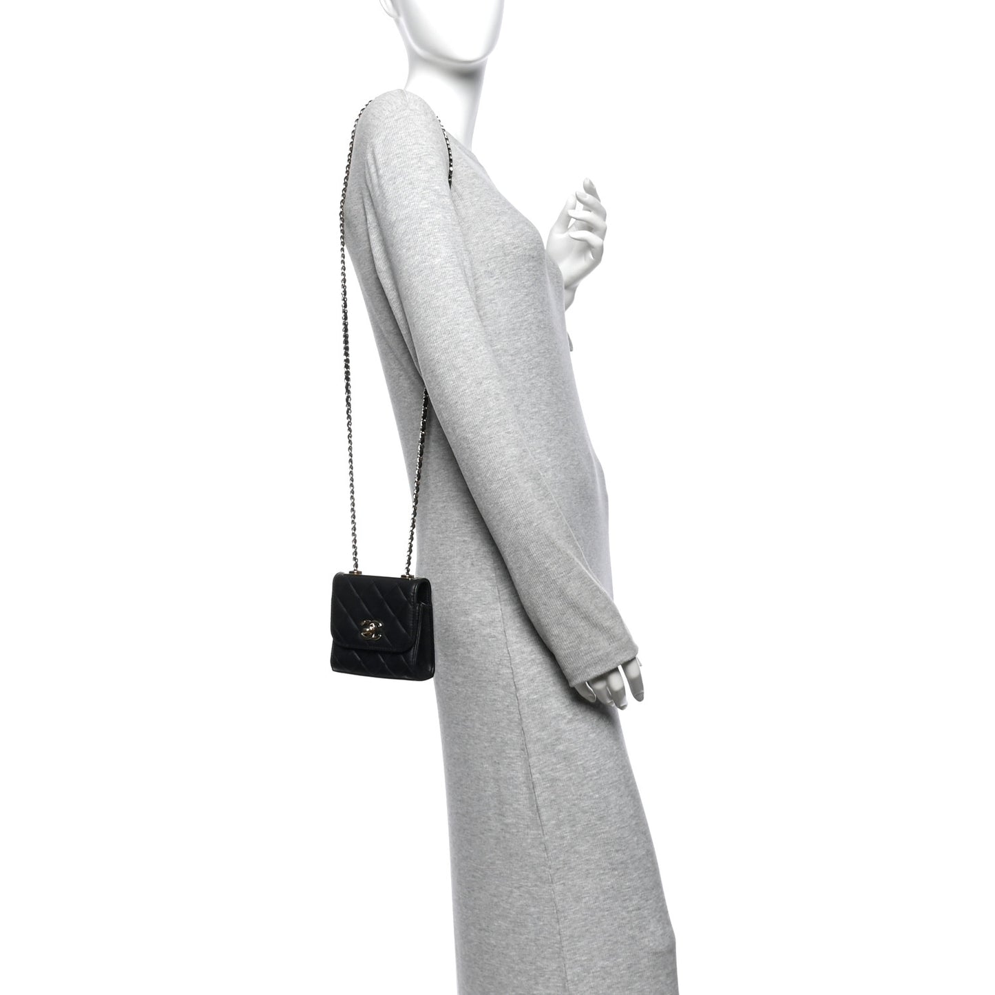 Lambskin Quilted Mini Trendy CC Clutch With Chain Black