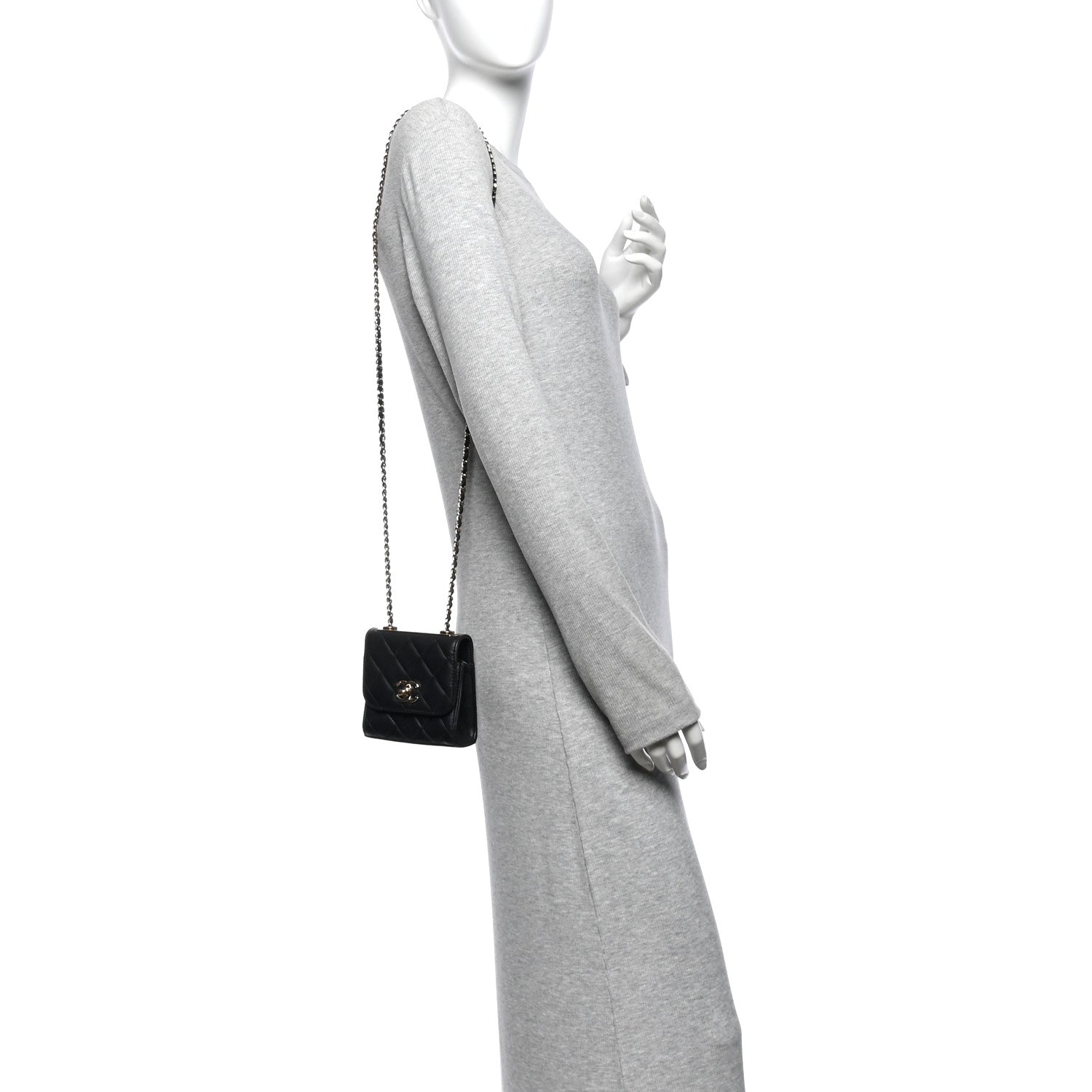 Chanel Lambskin Quilted Mini Trendy CC Clutch With Chain Black 2 of 10