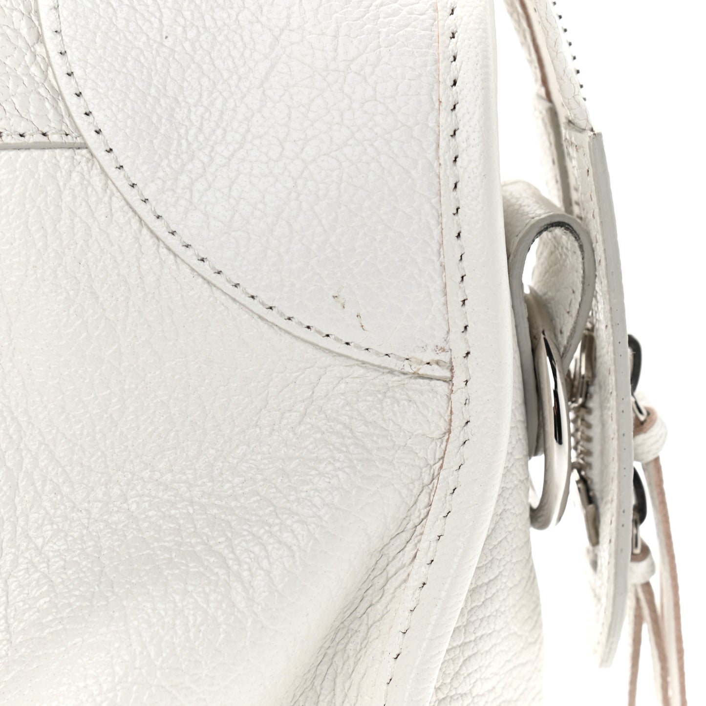 Chevre Silver Metallic Edge Hardware City White