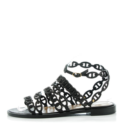 Hermes Calfskin Kalliste Sandals 37 Black 1 of 8