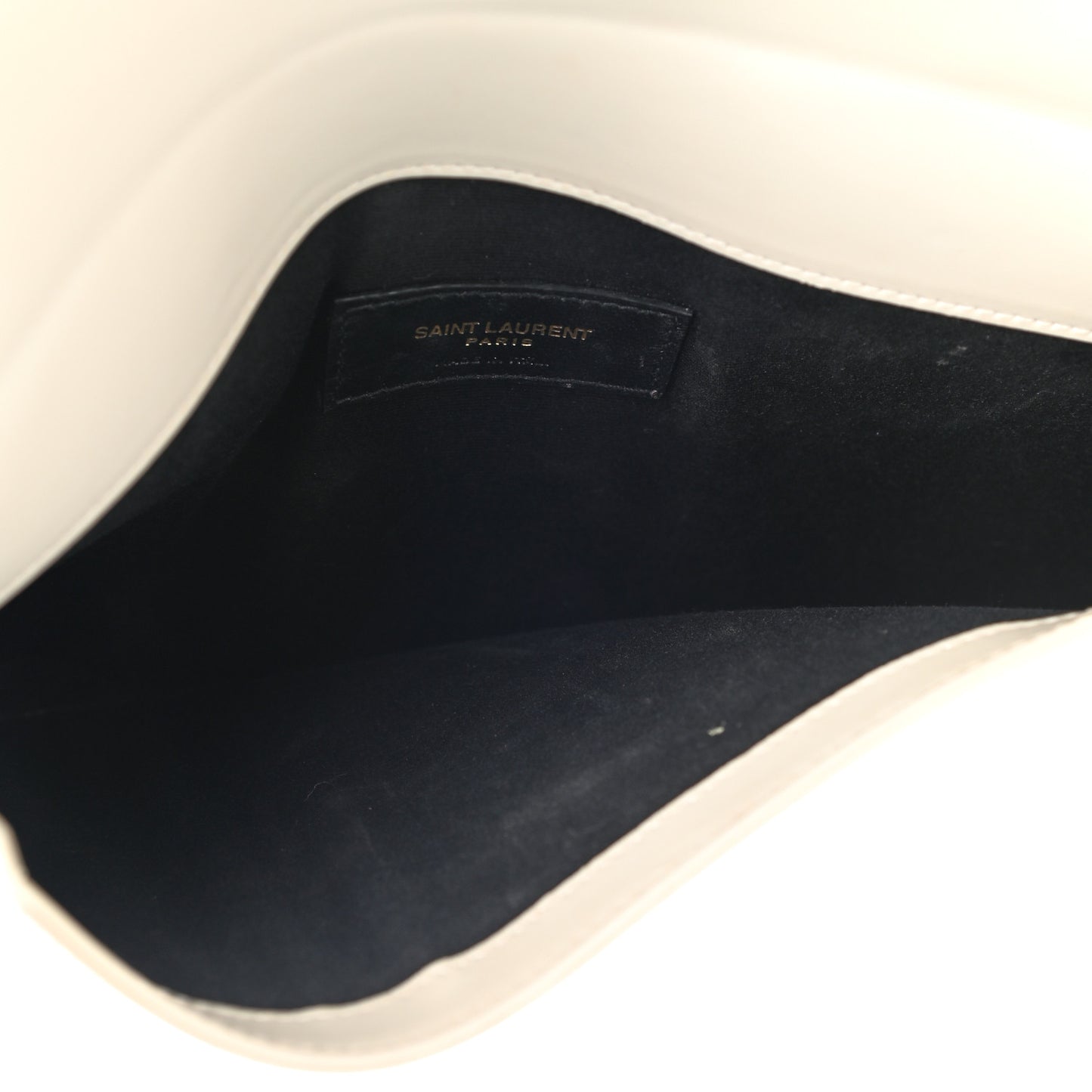 Smooth Shiny Calfskin Uptown Pouch Crema Soft
